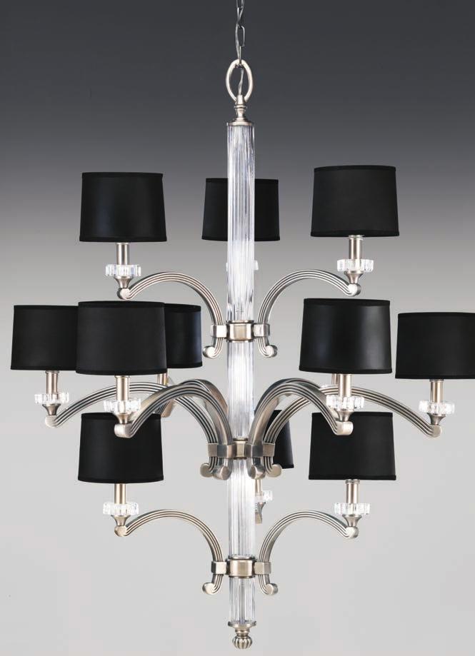 SIX-LIGHT CHANDELIER P4501-101 Classic Silver Includes both black and white shades. Size: 24-5/8" dia., 24" ht. Overall ht. w/chain 99"; wire 15'.