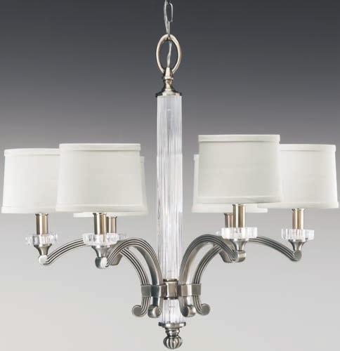 Includes both black and white shades. Size: 33" dia., 43" ht. Overall ht. w/chain 166"; wire 15'. Lamps: Twelve candelabra base lamps, each 60w max.