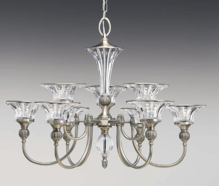 Lamps: Three candelabra base G16-1/2 lamps, each 60w max.