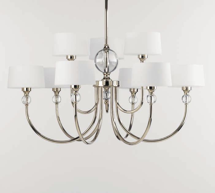 Lamps: Nine candelabra base G16-1/2 lamps, each 60w max.
