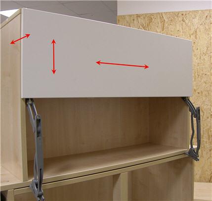Adjust the joints of the top flap at the hinges ATTENTION: It is