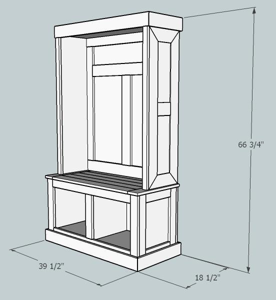Introduction This plan makes a unit which is 66 ¾ inches tall, 39 ½ inches wide and 18 ½ inches deep. It was custom made for some friends to fit the space available they had.
