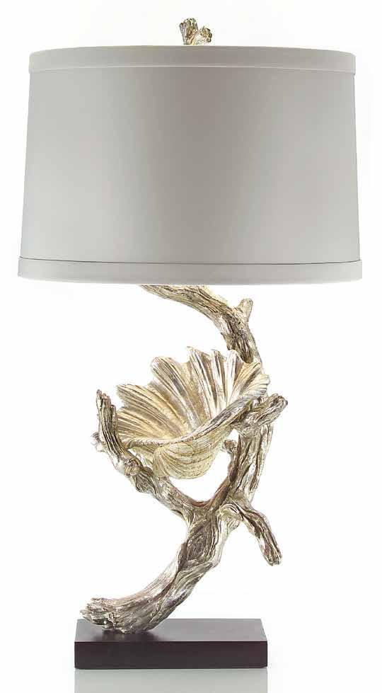 JRL-8775 32"H Silver Driftwood And Shell Lamp