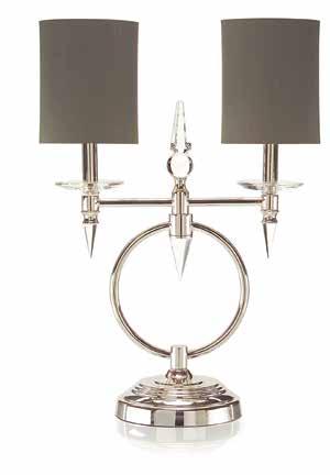 plated nickel accent lamp with crystal points.