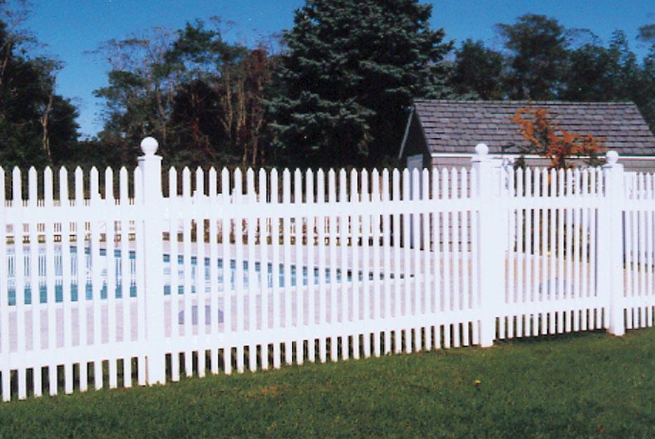 Traditional Picket Traditional Picket fences feature face mounted pickets, can be manufactured in Narrow or Standard width pickets, and can be assembled with either a regular or reduced spacing for