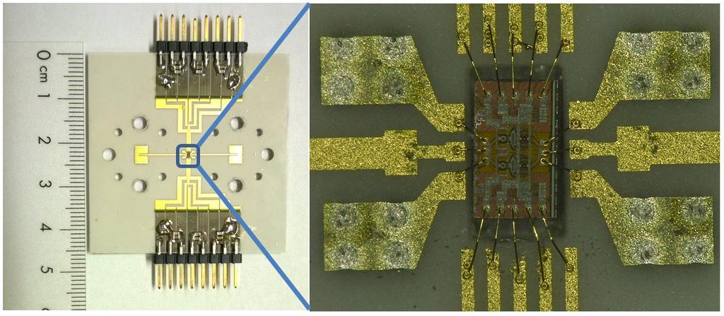pads and the edge of the chip. Taking everything into account, the total bondwire length is reduced to 24µm.