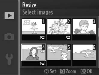 Resize Create small copies of selected photographs. Select Choose size and choose a size from 1.1 M (1,280 856 pixels), 0.6 M (960 640 pixels), and 0.