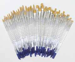 99 Royal & Langnickel Clear Handle Class Pack Golden Taklon brushes with durable clear acrylic handles are perfect for the demands of the classroom and work well with most media.