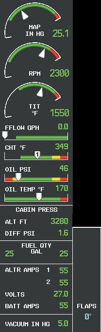 Propeller Speed 3 Turbine Inlet Termperature 4 Fuel Flow 5 Oil Pressure 6 Oil Temperature 7 CAS Display 8 Cabin Pressure Altitude and Change