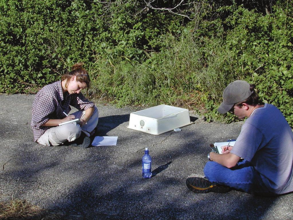 The campus of University of Texas at Austin is just minutes from Brackenridge Field Station. Here, two students study how fire ant foraging declines in the presence of parasitoid phorid flies.