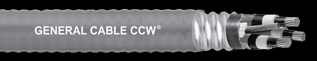 CCW Armored Power, 25 kv 133%/35 kv 100%, Shielded, 3/C UL Type MC-HL or MV-105, EPR, 105 C, Cable Tray Use, Sunlight-Resistant Direct Burial, ABS CWCMC SPEC 9855 January, 2010 Product Construction: