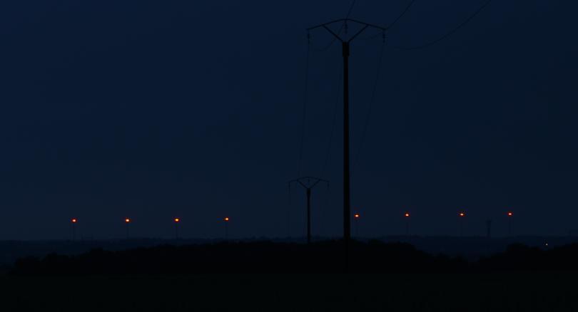 Also if the full photograph were displayed similarly it would spread across an A3 landscape page. The distance to the turbines is 13km. On the left is a detail of one of the lights.
