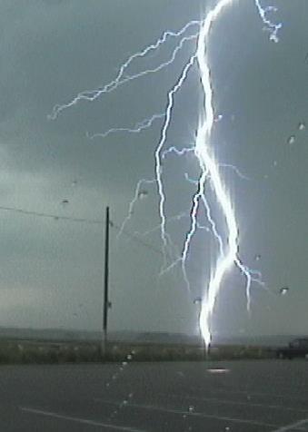 A lightning strike causes a flashover.