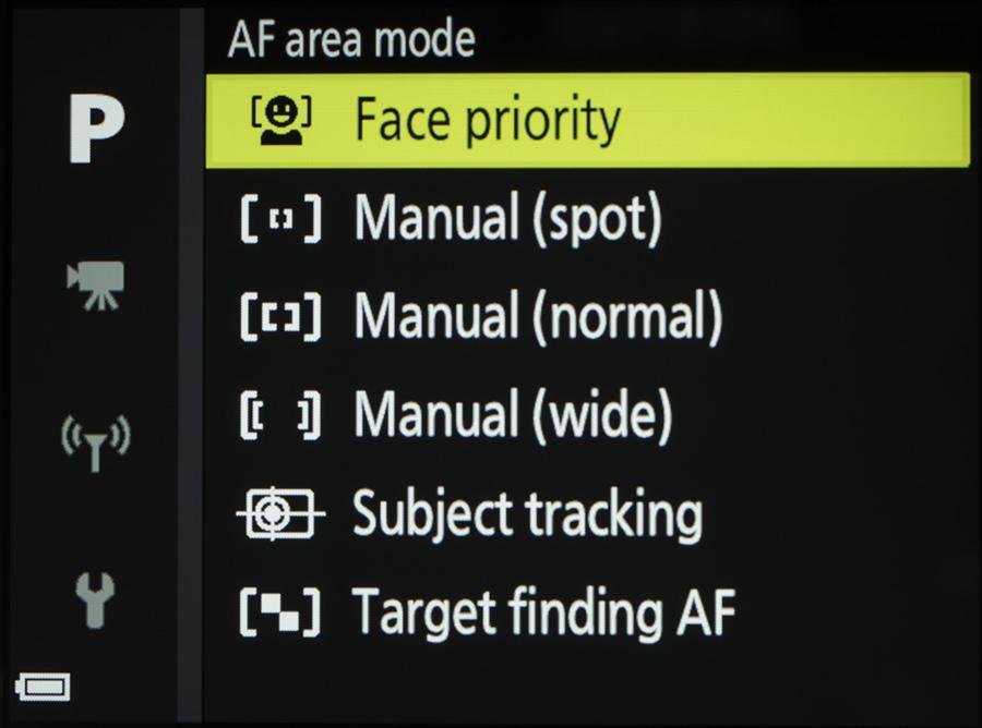 Chapter 4: The Shooting Menu 71 AF Area Mode This next option on the second screen of the Shooting menu gives you several options for controlling how the autofocus frame is set up when the camera is
