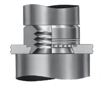 .. First, insert the shank or pilot of the fastener squarely into a previously punched, drilled, or cast hole. Next, apply force until the head of the nut contacts sheet.