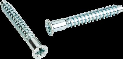 Cabinet Assembly & Installation Screws Confirmat Flat Head Screws POZI Popular in RTA and KD furniture applications. Blunt tip and coarse threads yield maximum engagement into a variety of materials.