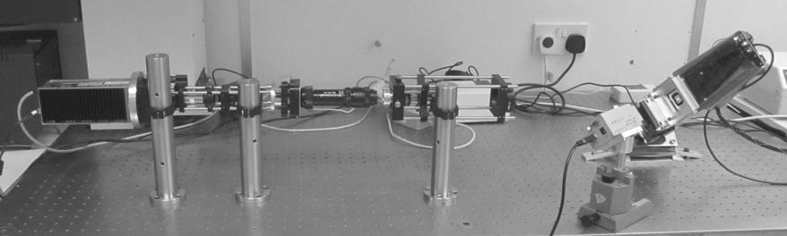 A B CD E F G H I Figure Experimental arrangement for illumination of DMD A Diode laser module (P max = mw, λ = 5 nm), B microscope objective, C pinhole, D collimating lens, E Shaper 6_6, F lens, G