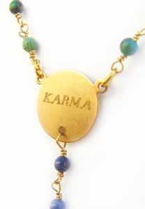 X X Karma Rosary RSY23 20 chain 7 drop African turquoise, mother of pearl, and sodalite wire wrap chain & curb