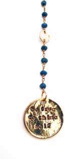 F Be True To Thine Self Rosary RSY05 F G 6 drop Sapphire disc wire wrap chain & plain chain Approx.