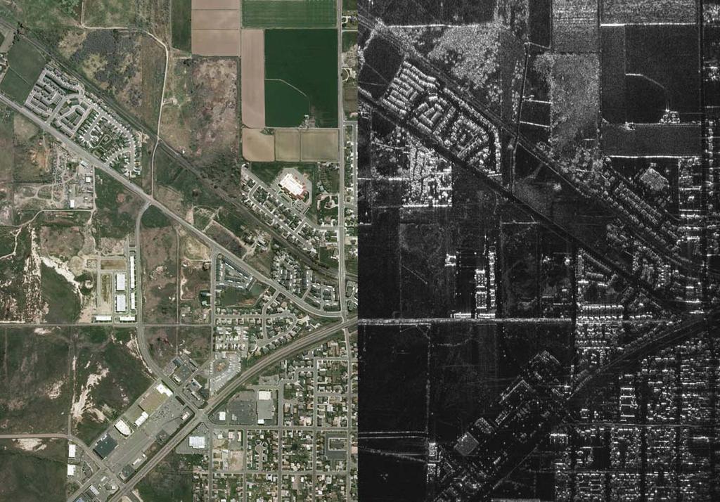 Figure 11. At left, an optical photograph (courtesy of the State of Utah), of an area at the north end of Spanish Fork, Utah is shown.
