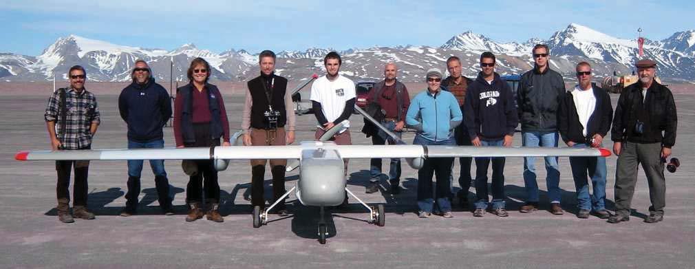 Figure 7. The NASA SIERRA UAS and the CASIE team in Ny-Alesund, Svalbard, Norway.