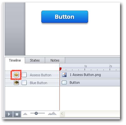 The button icon changes when selected and the selected object disappears from the slide - as show below: 2.