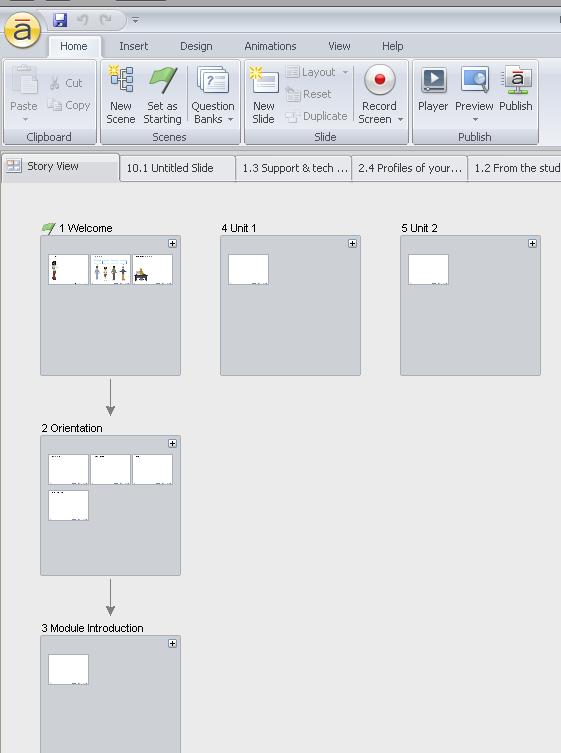 1: Expand and collapse individual scenes One of the least satisfactory aspects of Storyline is how little control you have over the placement of scenes in Story View.