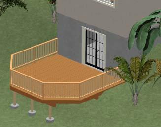 Drawing Stairs 10. Now take a look at our first floor deck in a Camera view. You can see that the program automatically generated planking, posts, and beams. 11.