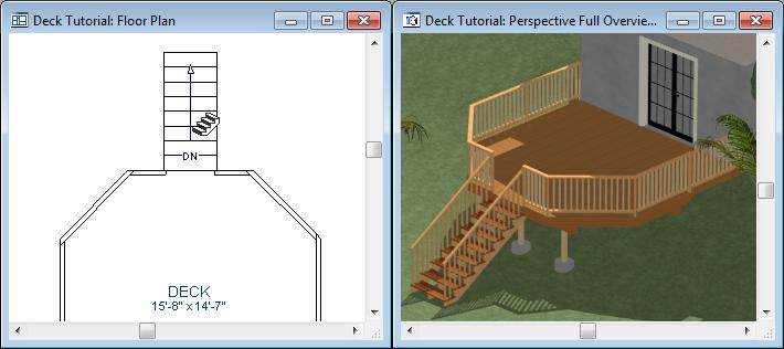 Home Designer Landscape and Deck 2014 User s Guide 5. In most cases when using the Click Stairs tool, an opening will be added automatically to the deck railing at the top of a staircase. 6.