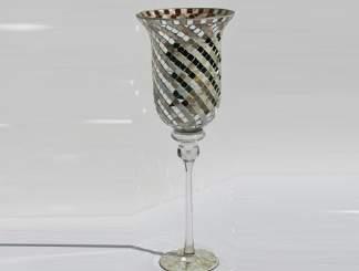 00 Small Silver Stem Glass Tea Light Holder