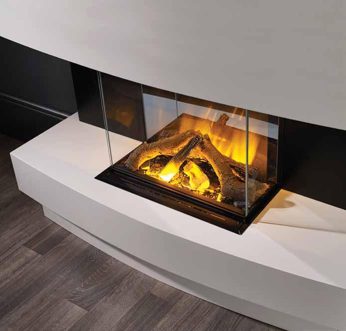 SANSA ELECTRIC FIREPLACE The Sansa Electric Fireplace creates a modern and contemporary focal point to any room and features a gently curving front profile.