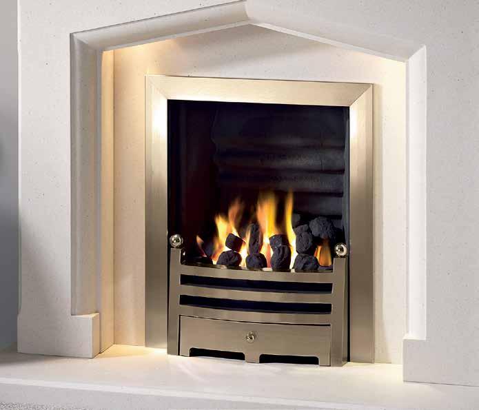 AVAILABLE WITH ALL CAPITAL TRIMS AND FRETS ON PAGE 49 REGULUS FULL DEPTH RADIANT GAS FIRE A C The Regulus is a classic full depth decorative gas fire with a coal effect fuel bed and no canopy.