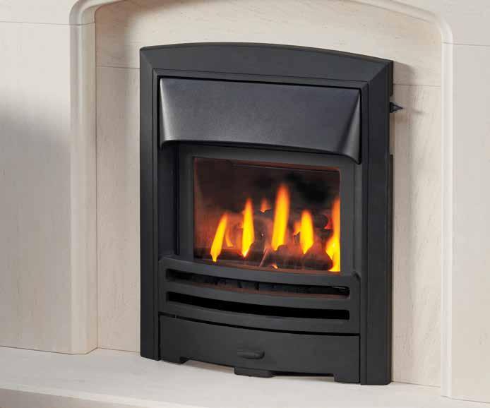AVAILABLE WITH ALL FIREFRAMES, TRIMS AND FRETS FROM PAGE 46 C ASCELLA GLASS FRONTED FULL DEPTH CONVECTOR GAS FIRE A C The Ascella is a highly efficient, full depth glass fronted gas fire with a coal