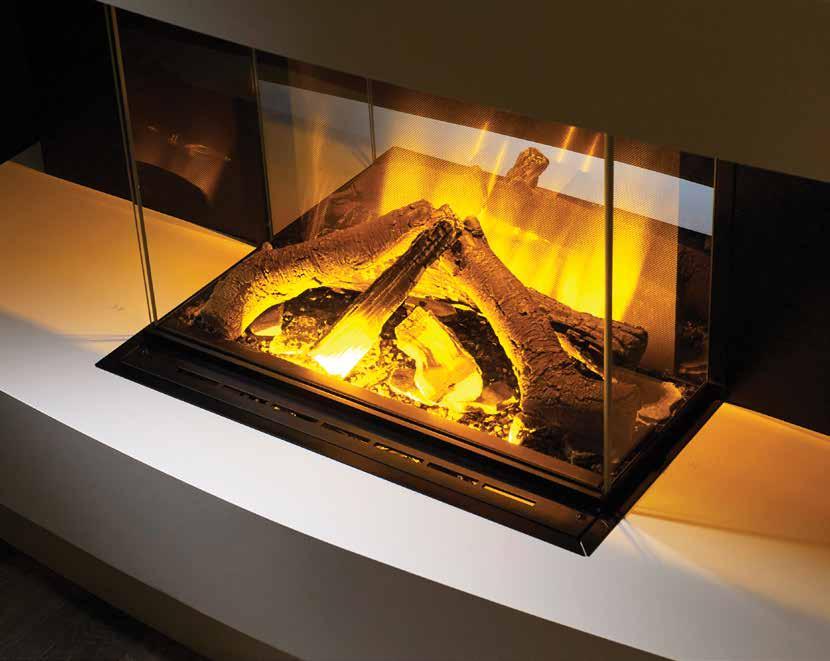 Contemporary glass fronted gas fires with large