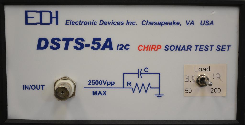 DSTS-5A/2C Chirp Sonar Test Set Input bezel of the