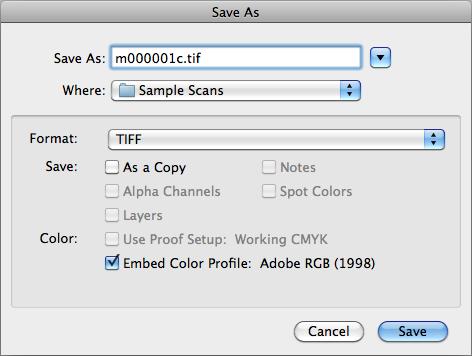 When the TIFF Options dialog box opens, select the default settings : a. Image Compression : None b. Pixel Order : Interleaved (RGBRGB) c.