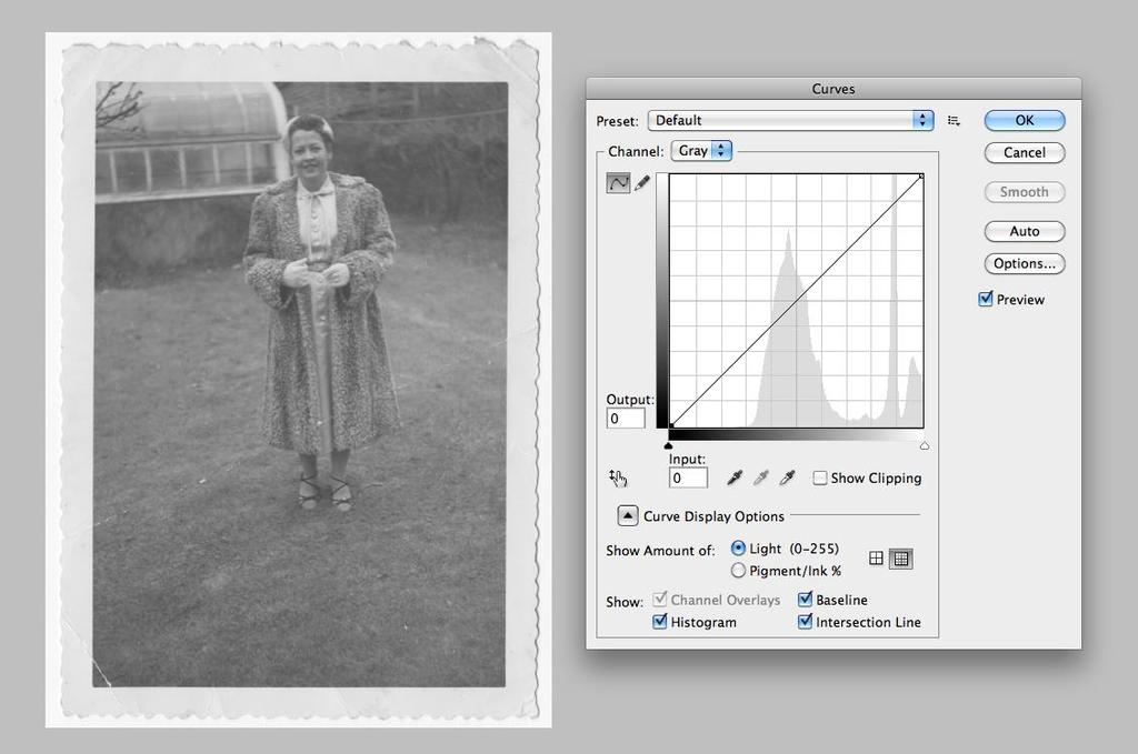 Adjust the darks by moving the left slider toward data on the histogram.
