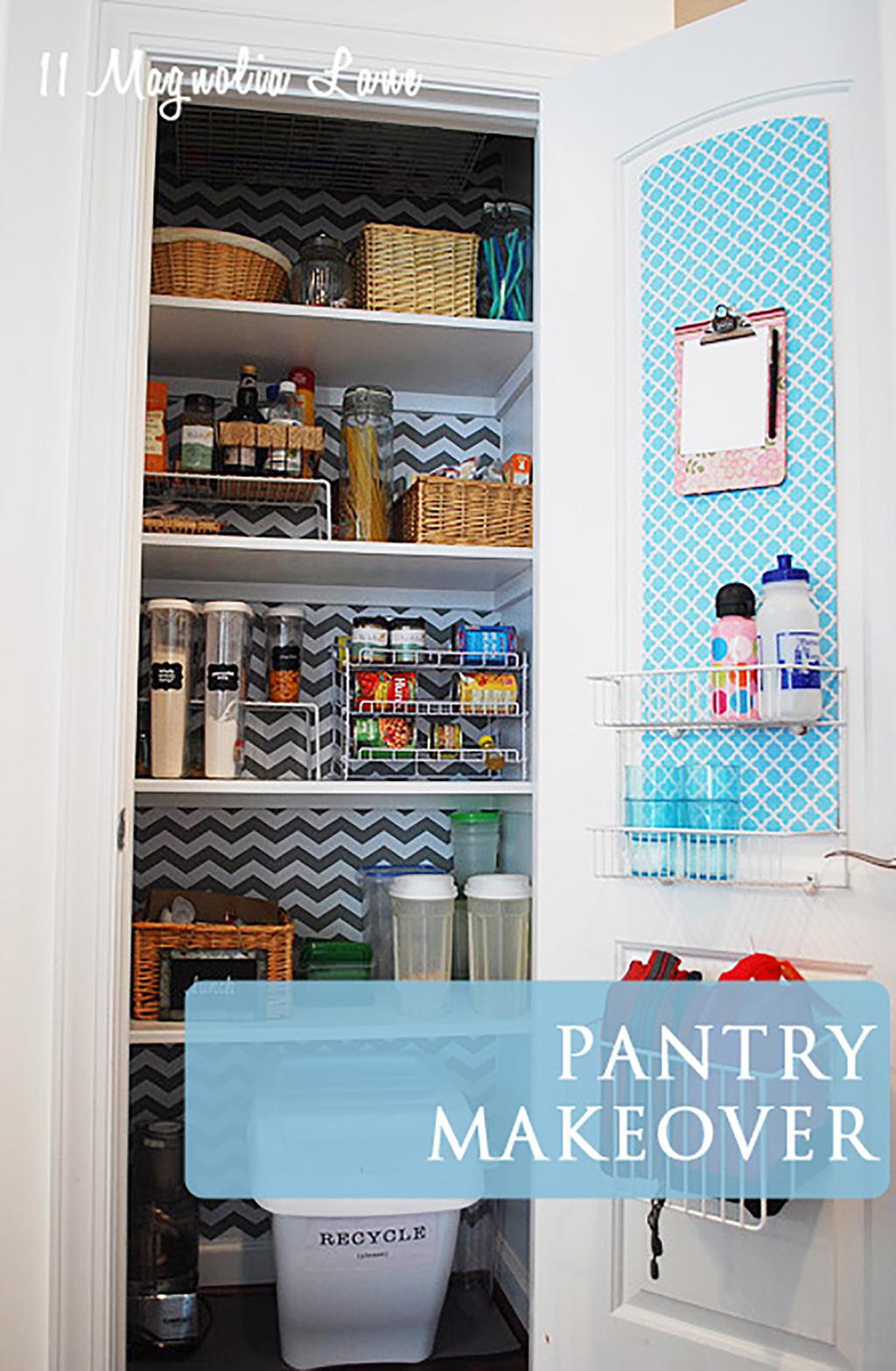 small pantry makeover In Amy s fomer home she had a very small pantry and limited storage. Making the space function as efficiently as possible was key.
