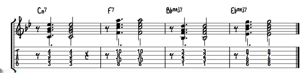 Moving on, the available chords that can be turned into secondary dominants are the Cm7 (iim7) and the Bbmaj7 (Imaj7).