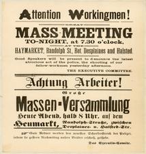 1886 - Chicago McCormick Harvester Company gathered to protest the four dead who were killed the previous day When police came to break