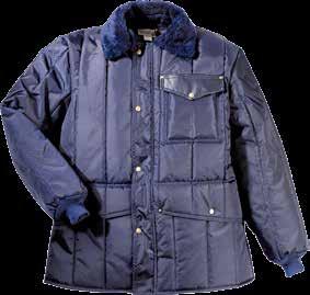 00-20 F F800J Freezer Jacket Fingertip Length, 420 Denier water-repellent, tear and abrasion-resistant nylon PAC cloth, 11.25 oz polyester fiberfill.