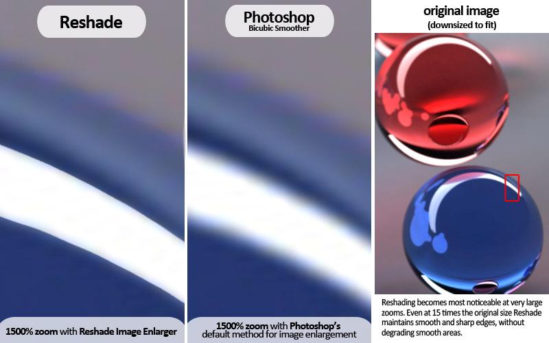 Figure 2 An example of the enlarging by Reshade Depending on what you want your resized image for can make a difference to what software you use.