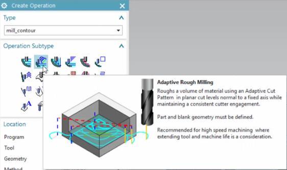 Adaptive Milling Referenced GMC & Feature-based GMC Inprocess workpiece Pinch turning Roughing Adaptive Milling Tube Milling Capabilities Accomplishes a high speed tool path that maintains a