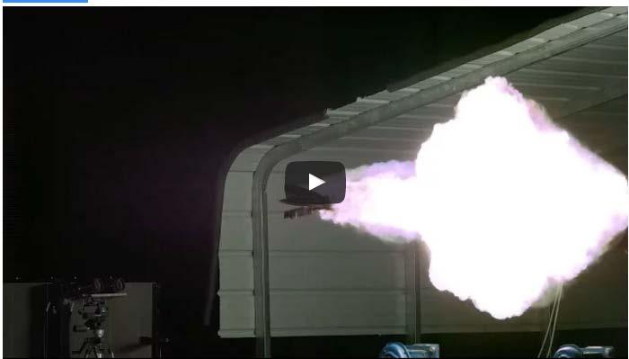 https://www.youtube.com/watch?v=muiwuiisgdi In 2010 the railgun developed by BAE Systems was tested to deliver a 33-Megajoule shot, the energy equivalent of firing a projectile at a 110 nmi range.