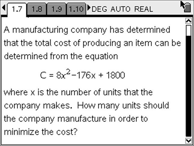 Example1: We want to find the minimum value of the function.