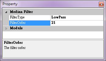 3. In step 2, a good result is achieved. As shown below, FilterOrder can be increased 4 times if the Median Filter is adjusted to 21, i.e., FilterOrder = 21.
