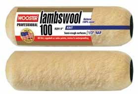Roller Covers Lambswool 100 Buff-colored, 100% natural lambswool is knitted into a synthetic backing for consistent quality Quickly applies stains, waterproofing & all flat or satin paints, including
