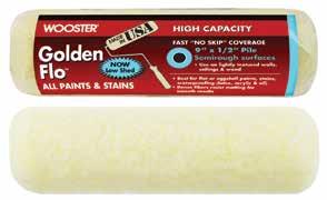 Golden Flo Roller Covers High-capacity, yellow fabric for fast, no-skip coverage; dense fibers resist matting for smooth results Best for flat or eggshell paints, stains, waterproofing (latex,
