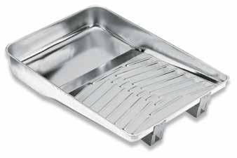 Buckets, Trays & Grids Deluxe Metal Tray & Liners Rust-resistant bright finish steel Sturdy, ribbed roll-off area for even loading Durable, welded legs keep the tray level 16 1 2 L x 11 W x 2 1 2 D