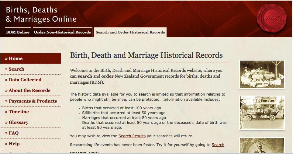 Historic births, deaths and marriages